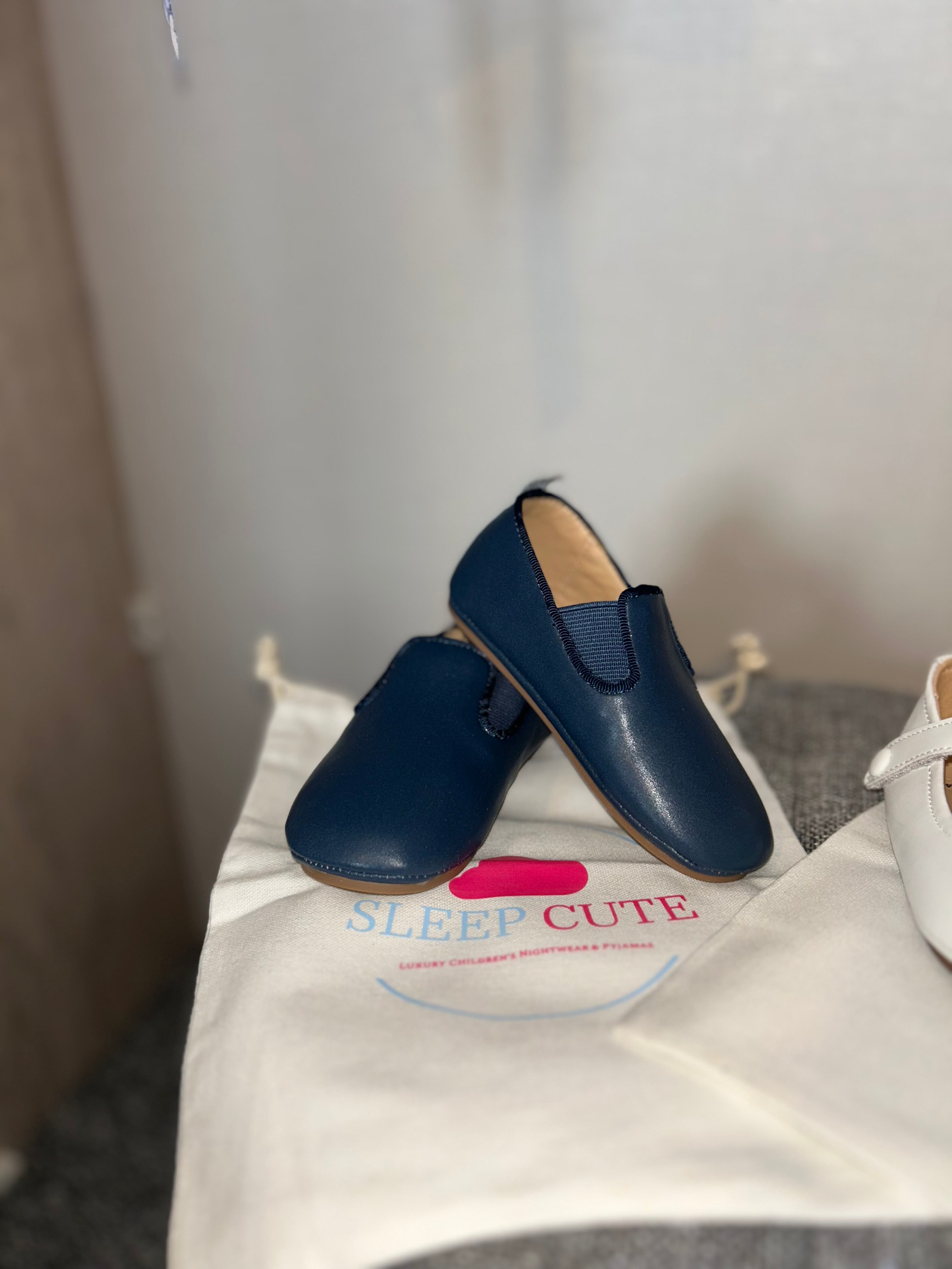 Classic Navy leather slipper
