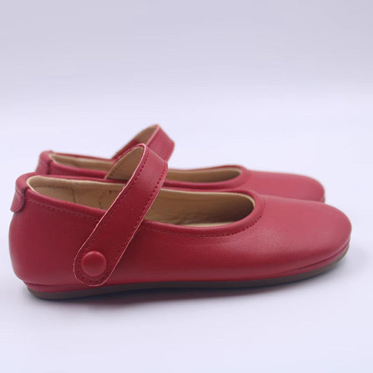 Girls leather red slippers