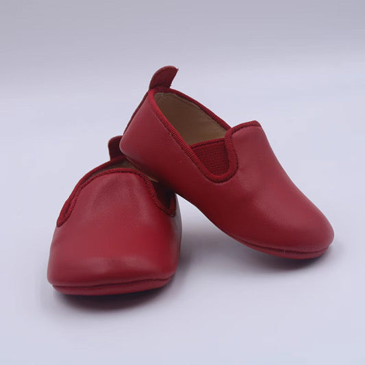 Red boy leather slippers