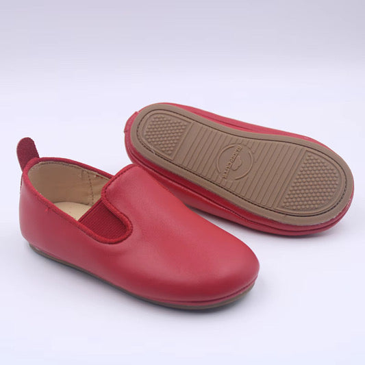Red boy leather slippers