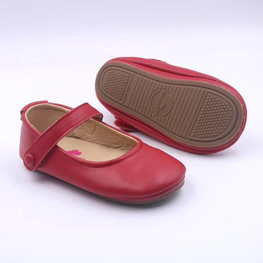 Girls leather red slippers