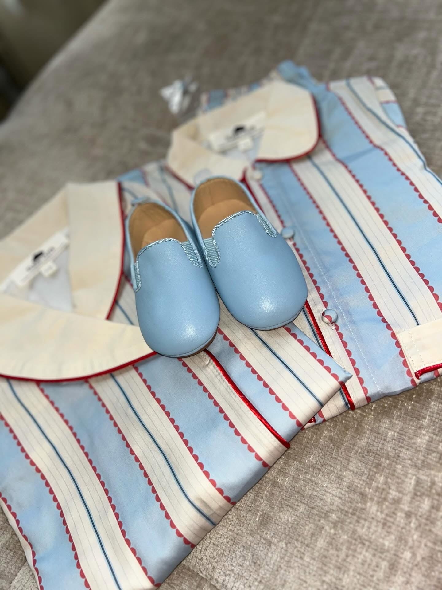 Leather blue slippers