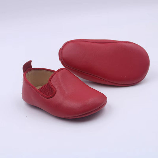 Red boy leather slippers