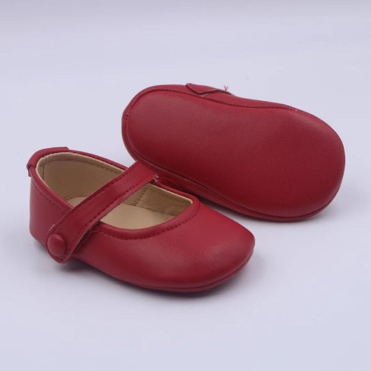 Girls leather red slippers