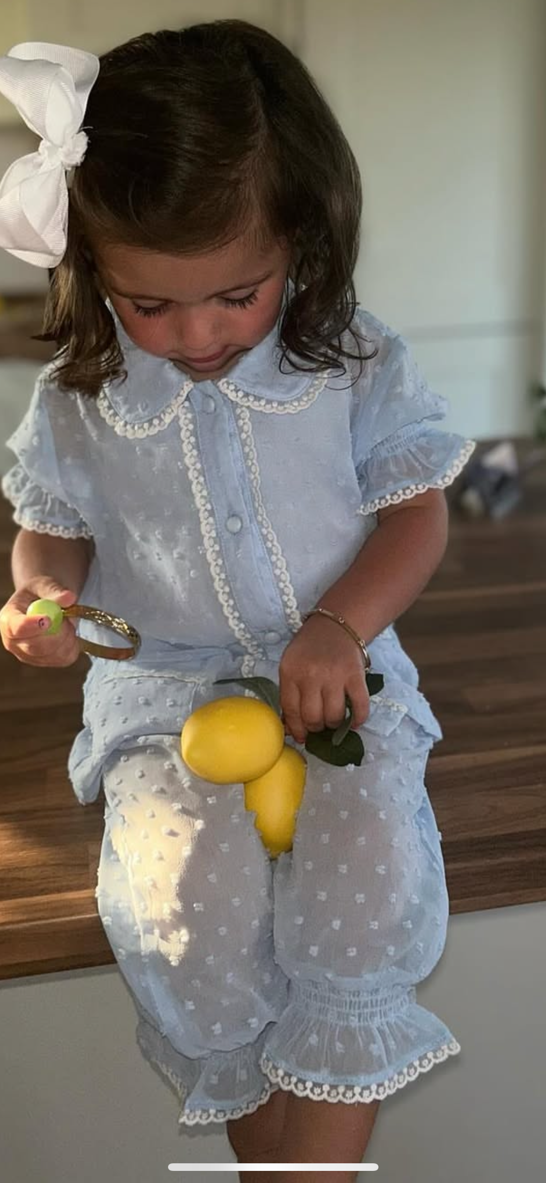 Classic lace -Trim pajama set