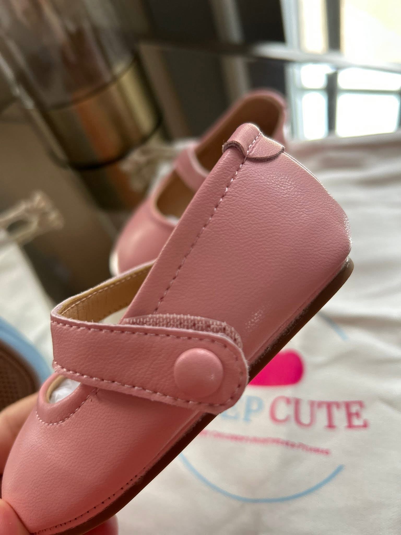 Leather pink slippers